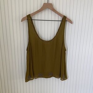 Olive Green Sleeveless Tank Top - Brand Unknown